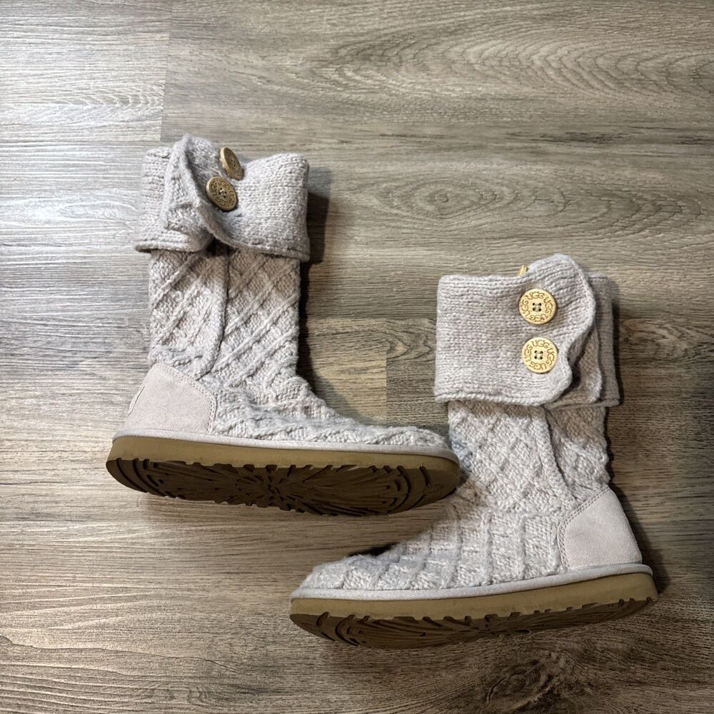 UGG Women's Grey Cardi Button Tall Boots Size 8